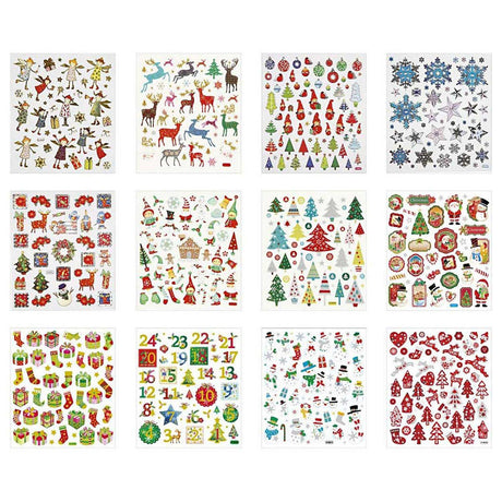 Creativ Company Weihnachtsaufkleber-Paket, 12 Blatt
