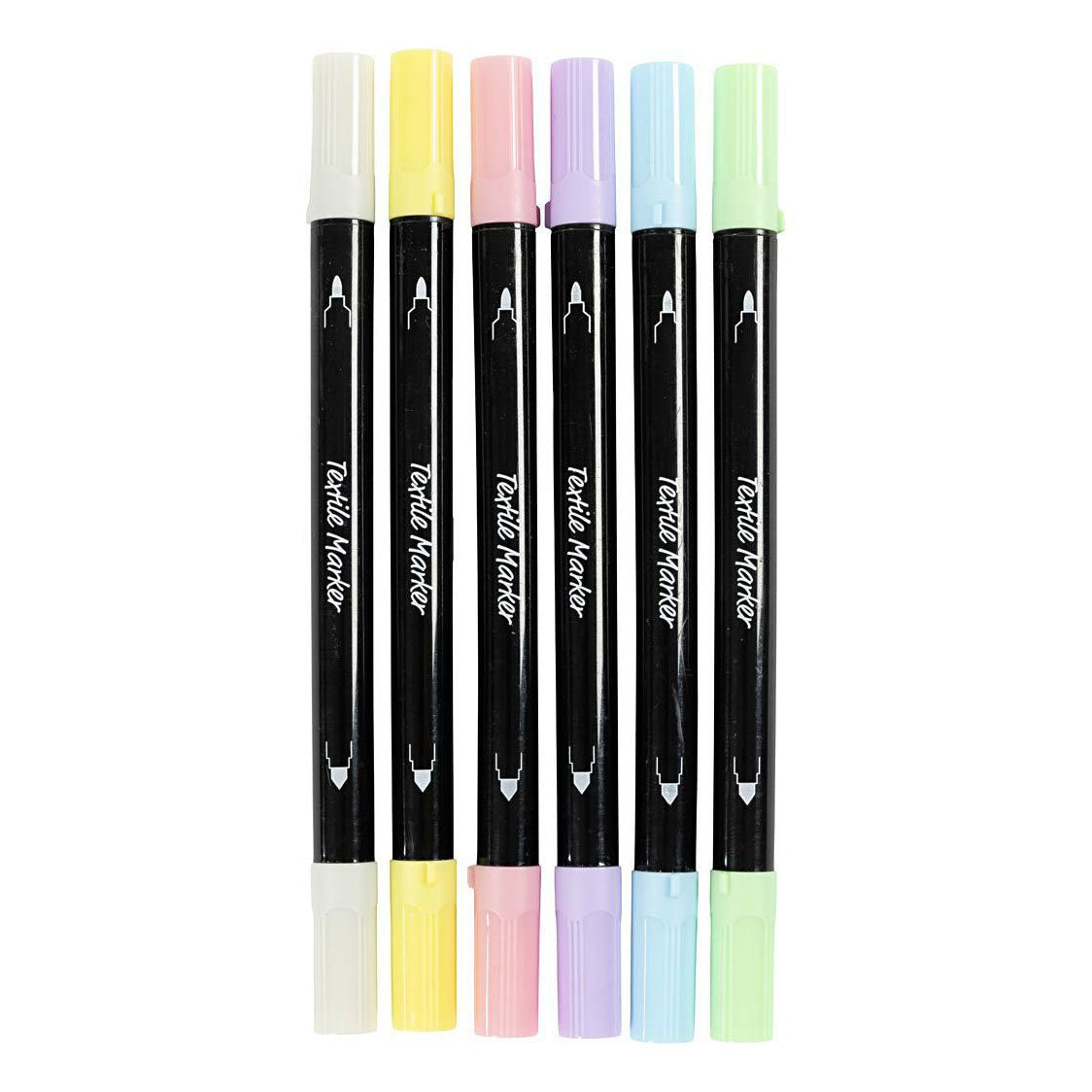 Creativ Company Textilmarker, Strichstärke 2,3 + 3,6 mm, Pastellfarben, 6 Stück 1 Box