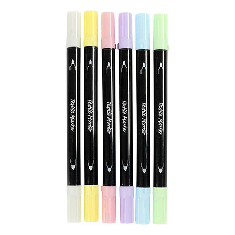 Creativ Company Textilmarker, Strichstärke 2,3 + 3,6 mm, Pastellfarben, 6 Stück 1 Box