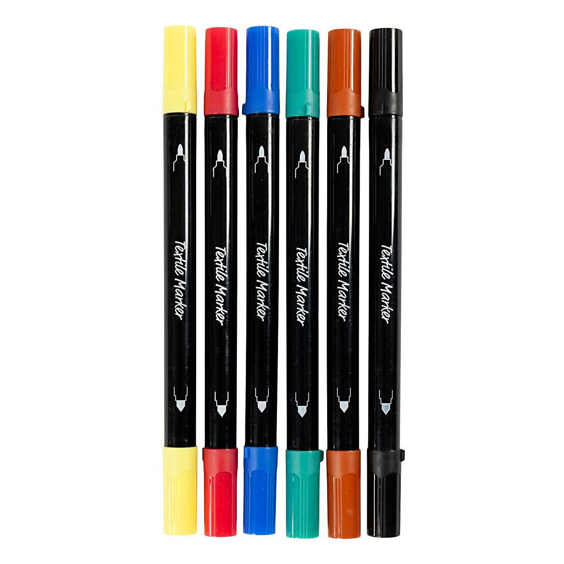 Creativ Company Textilmarker, Strichstärke 2,3 + 3,6, Standardfarben, 6 Stück 1 Box