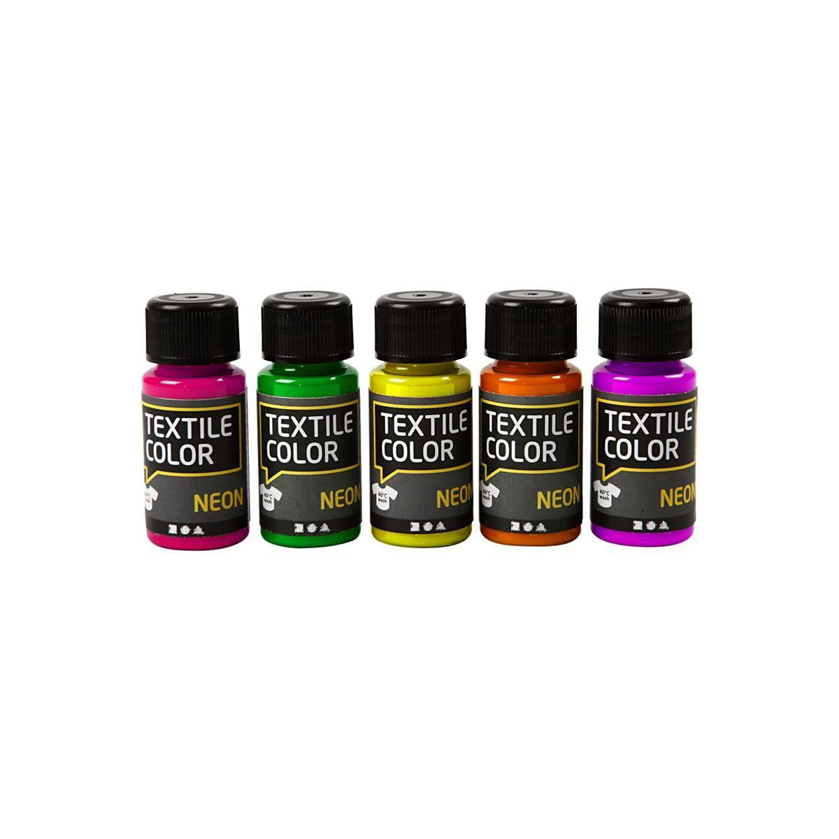 Neon Textilfarbe - Set von 5 Farben, 50 ml