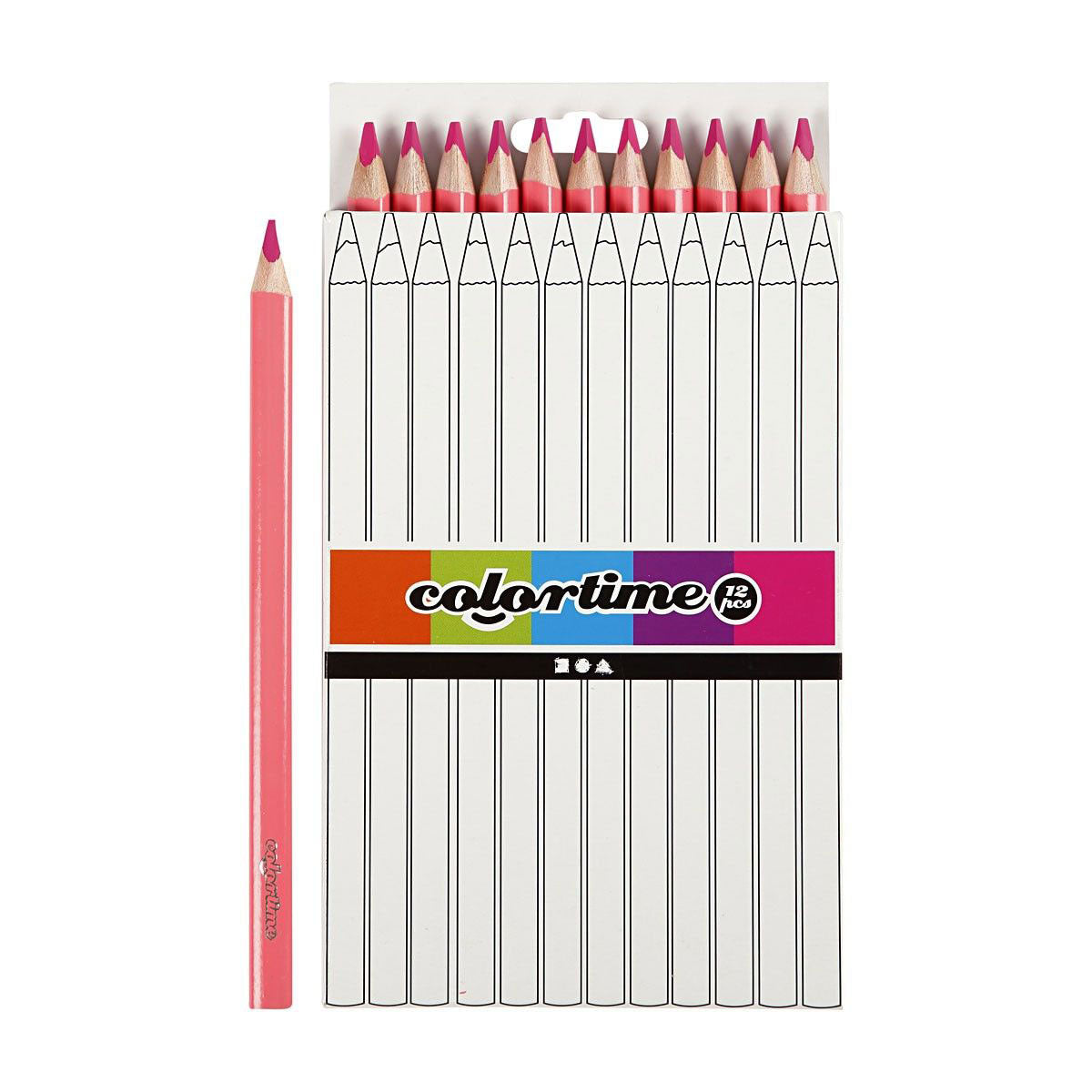Creativ Company dreieckige Jumbo-Buntstifte – rosa, 12 Stück.