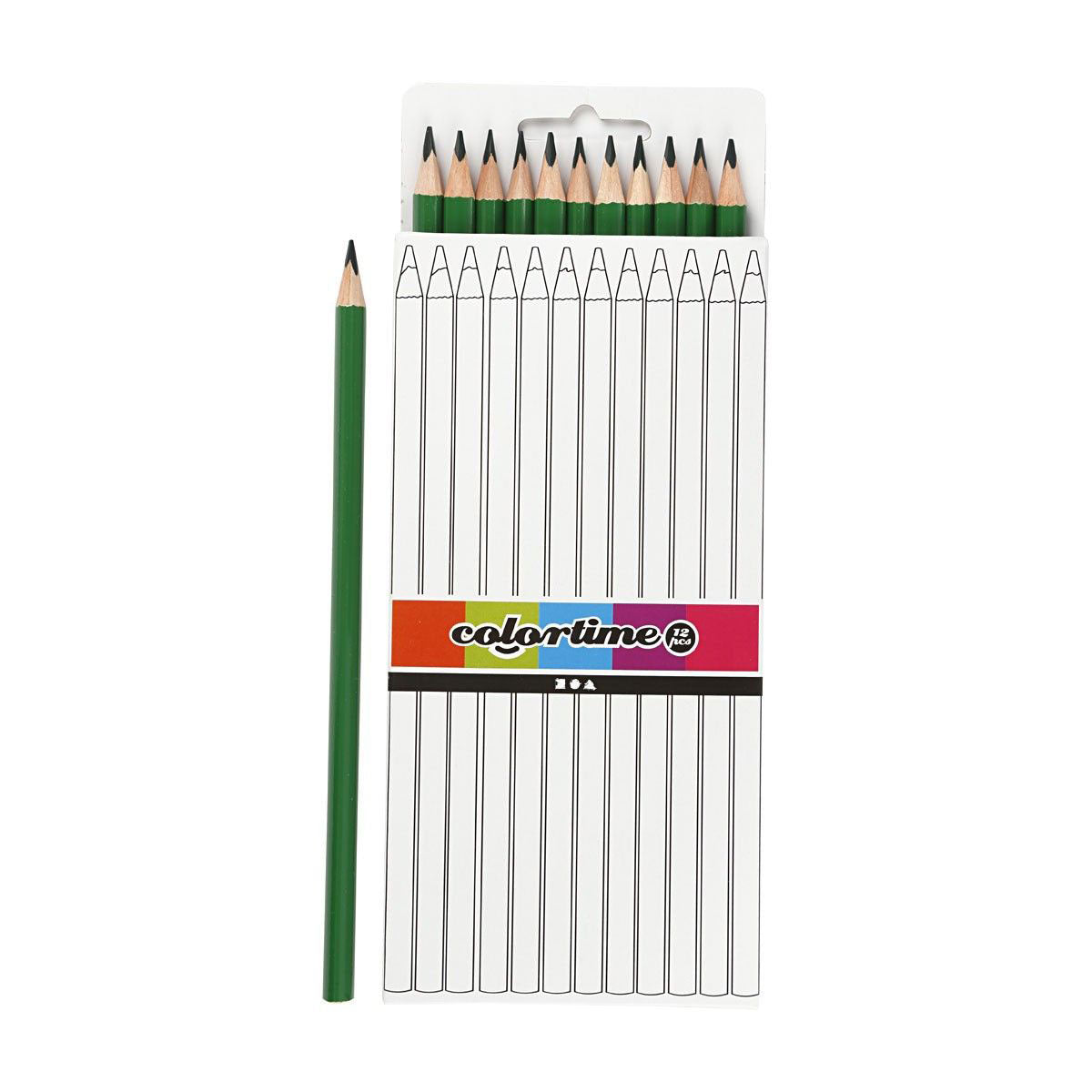 Triangular colored pencils - green, 12st.