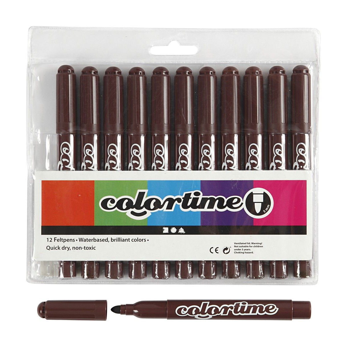 Dark brown Jumbo markers, 12st.