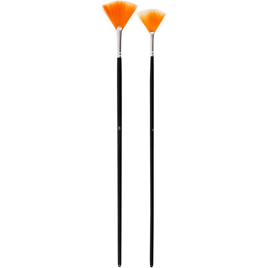 Creativ Company Gold Line Fächerpinsel, Größe 4+8, L: 29-30 cm, B: 2-3 mm, Fächer, 2 Stück 1 Box