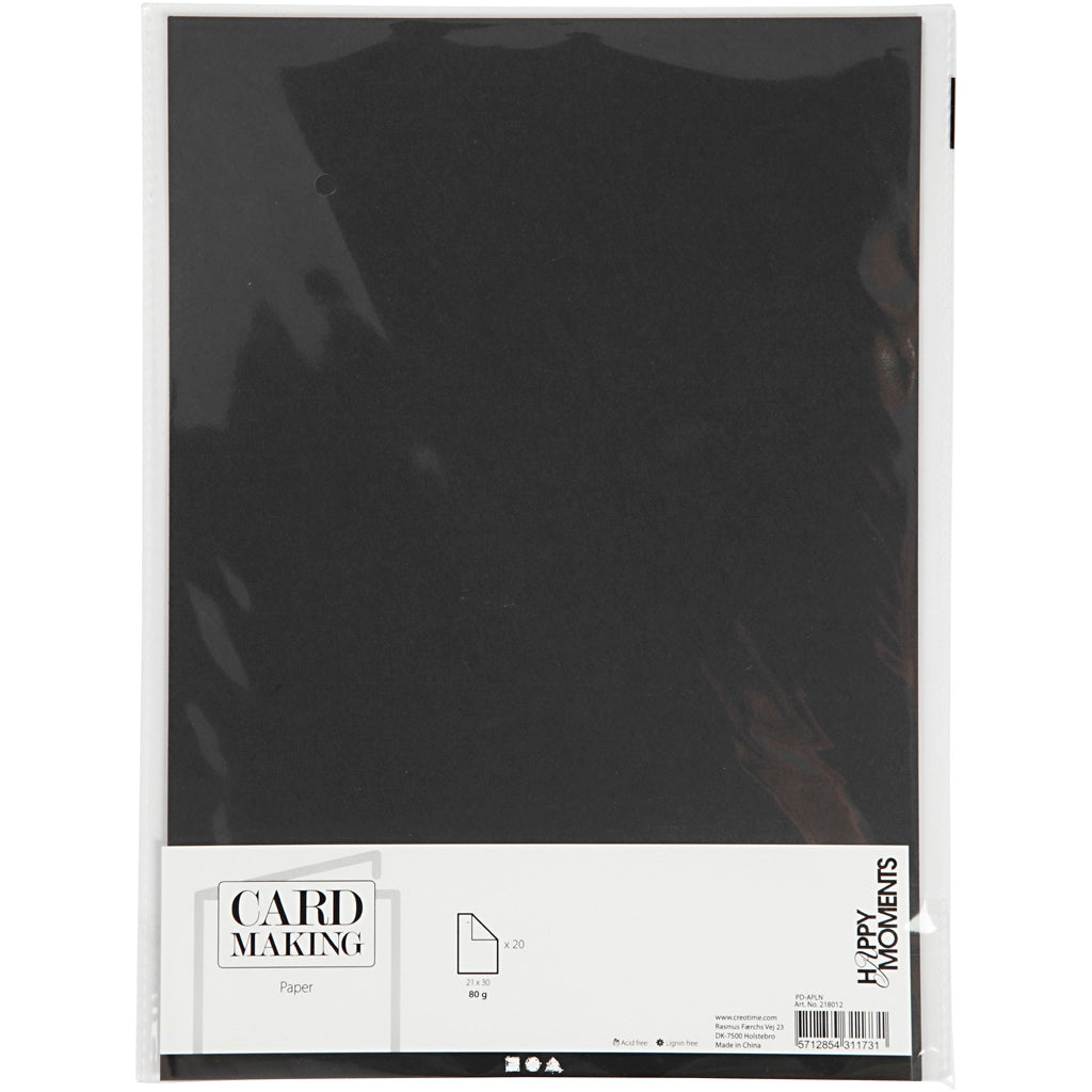 Creativ Firmenpapier, A4, Blatt 210x297 mm, 80 gr, schwarz, 20 Stück 1 Karton