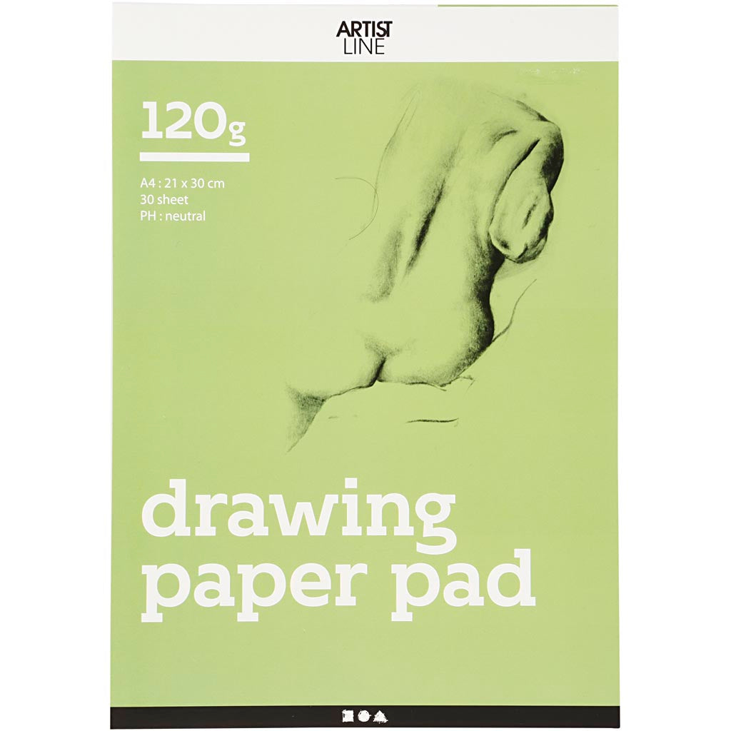 Drawing block white A4 120gr, 30 sheets