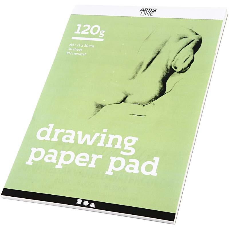 Drawing block white A4 120gr, 30 sheets