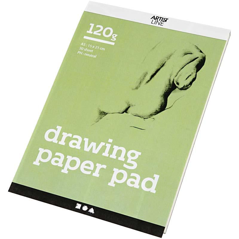 Drawing block white A5 120gr, 30 sheets