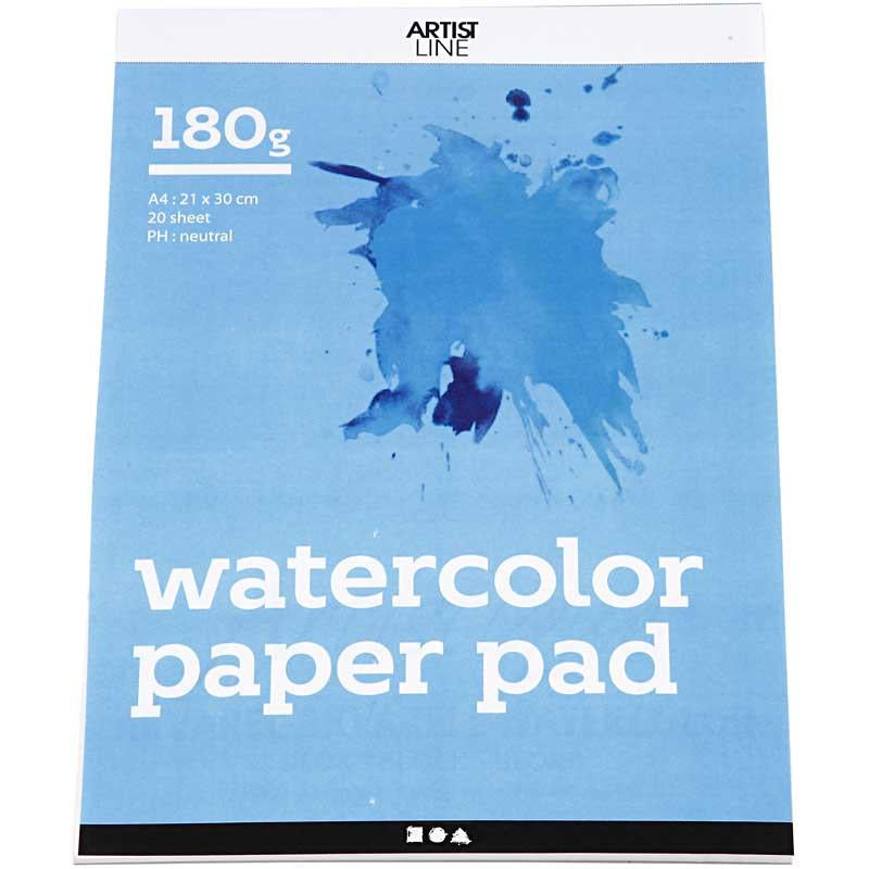 Bloc aquarelle blanc A4 180gr, 20 feuilles