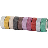 Glitter Tape Faarf, 10st.