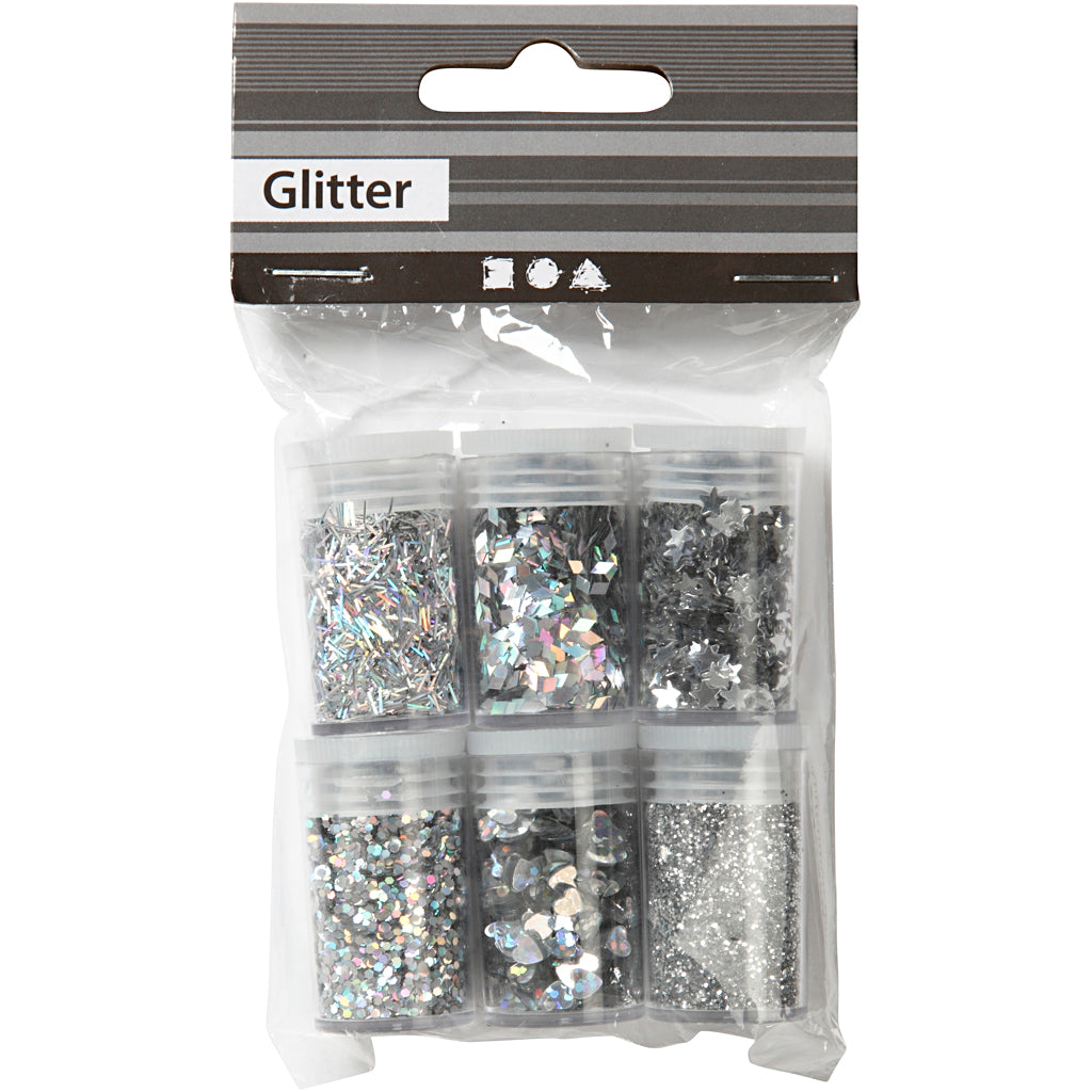 Kreativfirma Glitzer und Pailletten Silver, 6x5gr