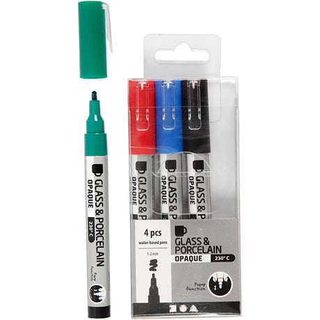 Kreativunternehmen https: www.cchobby.nl Glas-Porzellan-Marker-Linienstärke-1-2-mm-halbopak-schwarz-blau-grün-rot-4-teilig-1-Box