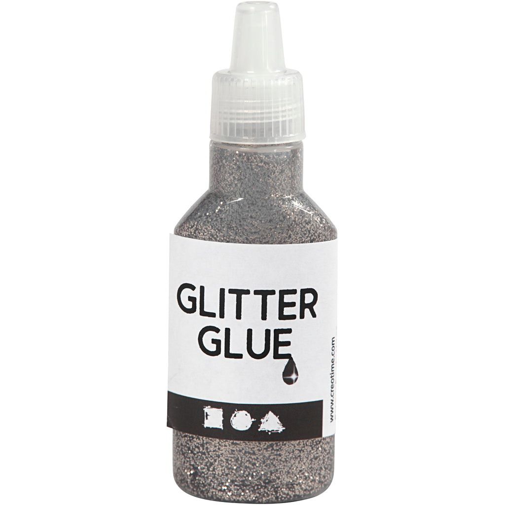 Creativ Company glitter lim sølv, 25 ml