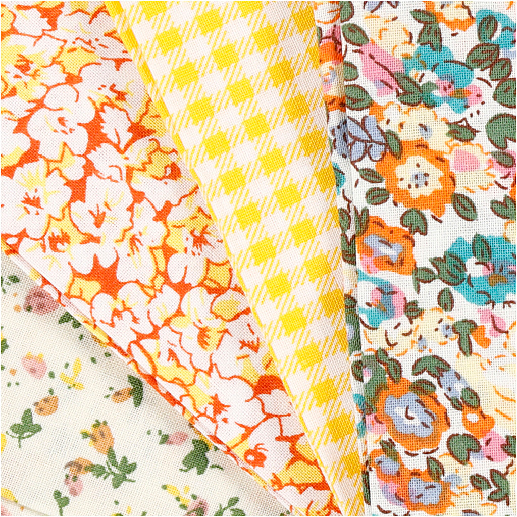 Patchwork fabric yellow 45x55cm, 4st.