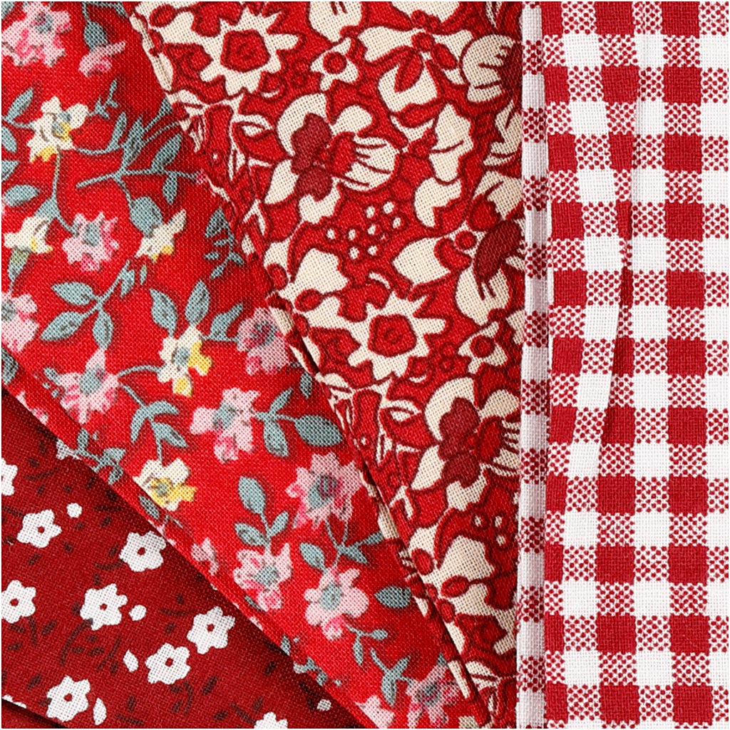 Patchwork Fabric Red 45x55cm, 4st.