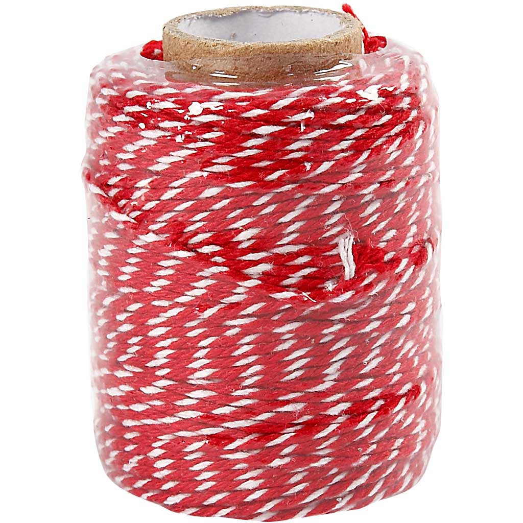 Crétiv Company Cotton Corde rouge blanc, 50m