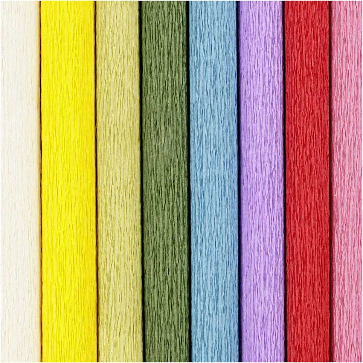 Creativ Company Krepppapier, Blatt 25 x 60 cm, Kreppverhältnis: 180 %, 105 g, Standardfarben, 8 Blatt 1 Karton