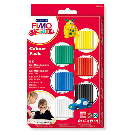 Fimo Kids - ofenhärtende Modelliermasse - Farbpaket Basic (6 x 42g)