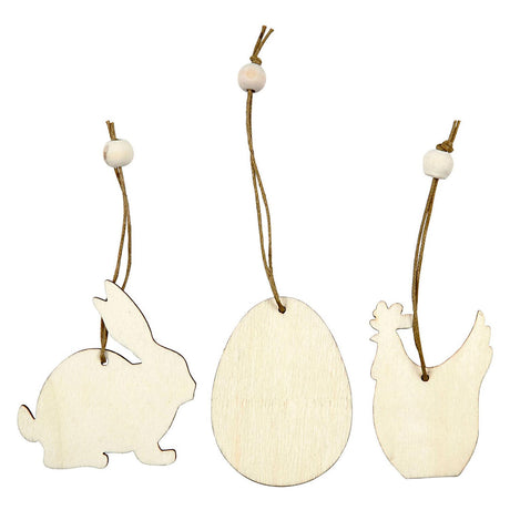 Kreativunternehmen http: www.cchobby.nl wood-decorations-rabbit-egg-chicken-size-6-cm-thickness-3-mm-9-piece-1-box