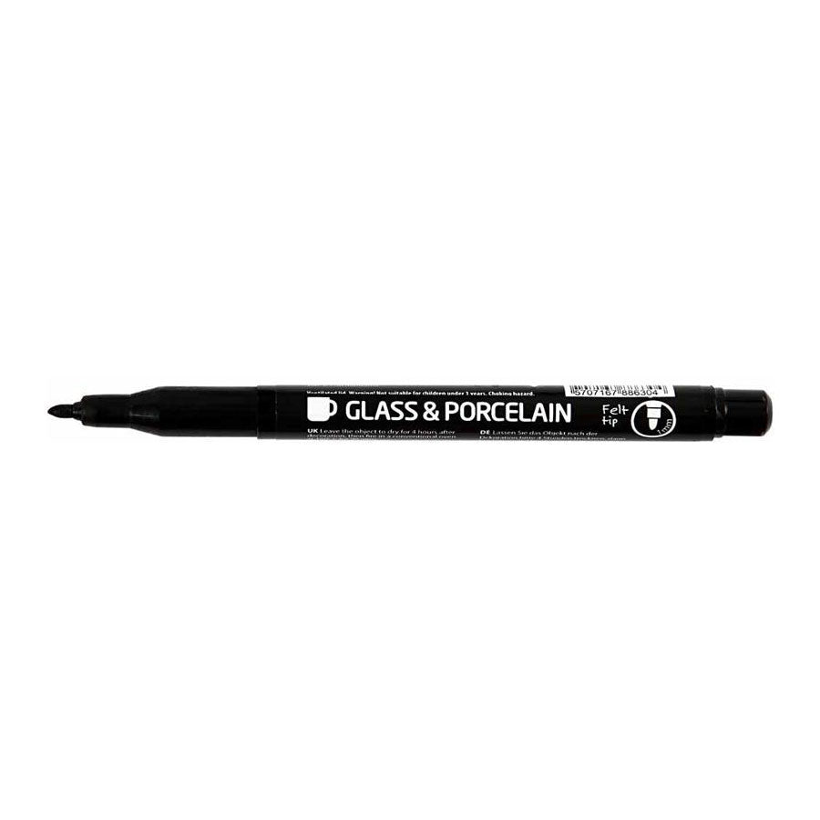 Creativ Company Contourstift für Glas und Porzellan Schwarz, Linie Deich 1-3 mm