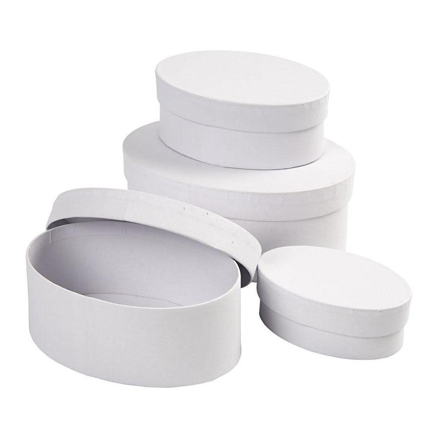 Creativ Company Oval Boxes White s víkem, 4..