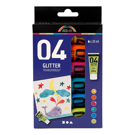 Creativ Company Children's Acrylfarbe Glitzerfarbe, 6x20ml