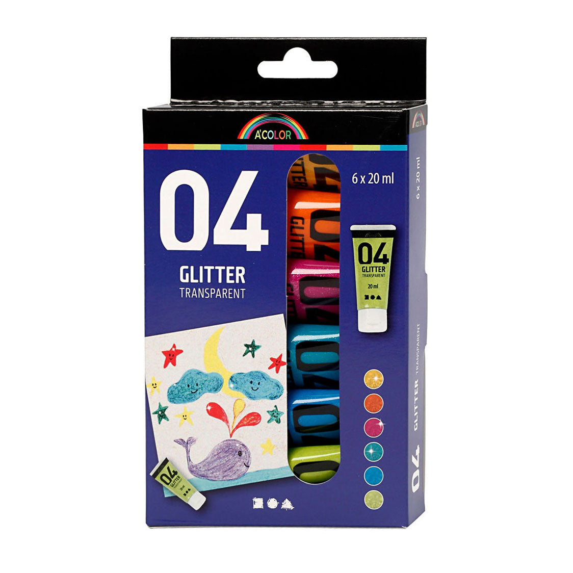 Creativ Company Children's Acrylfarbe Glitzerfarbe, 6x20ml