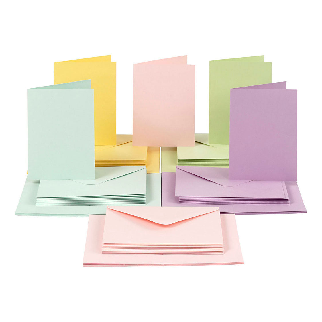 Creativ company kaarten en enveloppen pastelkleuren, 50 sets