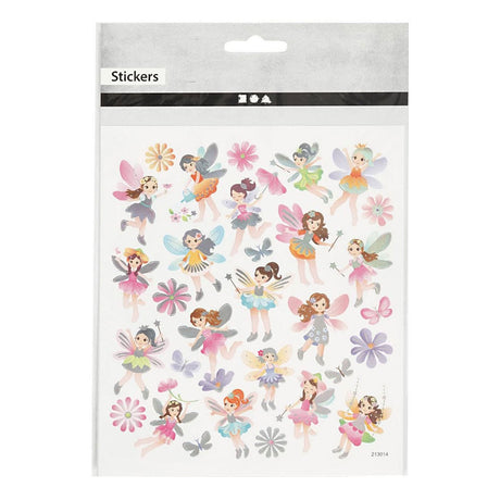 Creativ Company Aufkleber Feen – selbstklebende Aufkleber – transparente Kunststofffolie – mit Silberfolien-Glitzerlack-Details – geeignet für Kartenbasteln – 15 x 16,5 cm – 1 Set