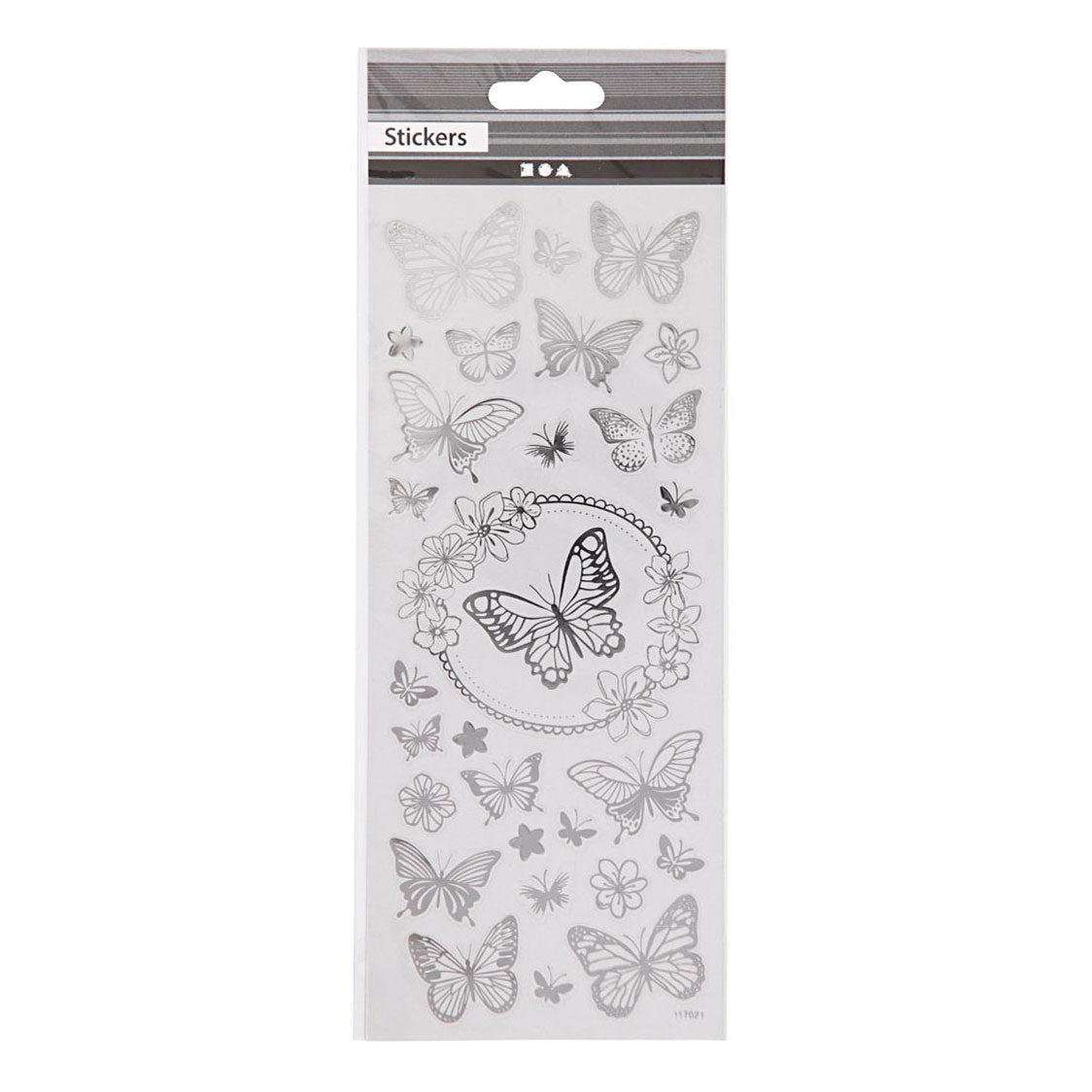 Kreativ Company Stickers Silver Butterflies, 1 list