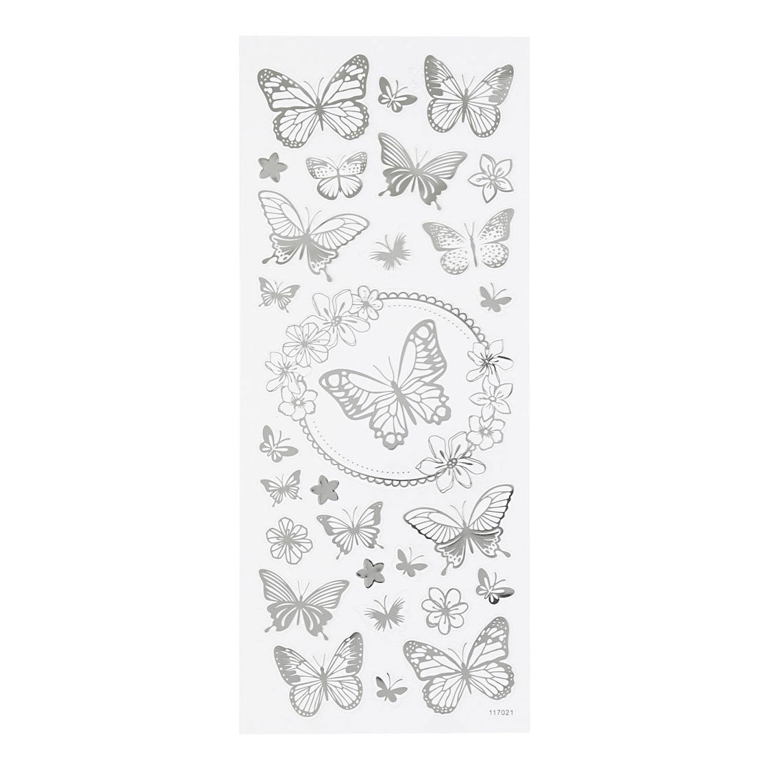 Kreativ Company Stickers Silver Butterflies, 1 list