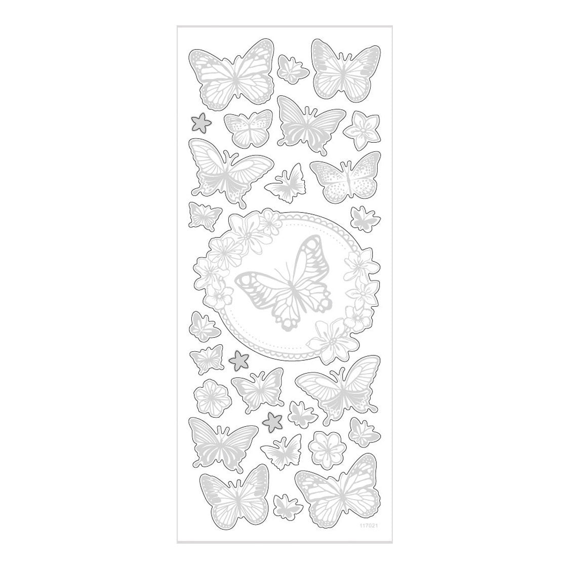 Kreativ Company Stickers Silver Butterflies, 1 list