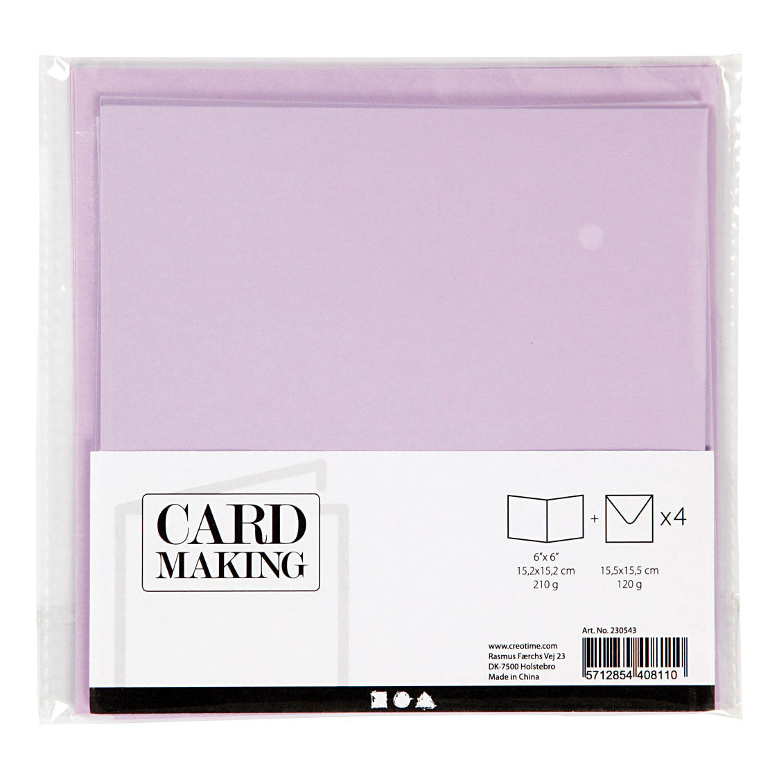 Tarjetas y sobres de Creativ Company Light Purple, 4st.