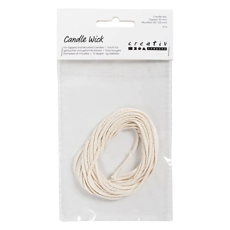 Creativ Company Wick für getauft (Folie 22-30 mm) und Gusskerzen (Folie 60-80 mm), 3M