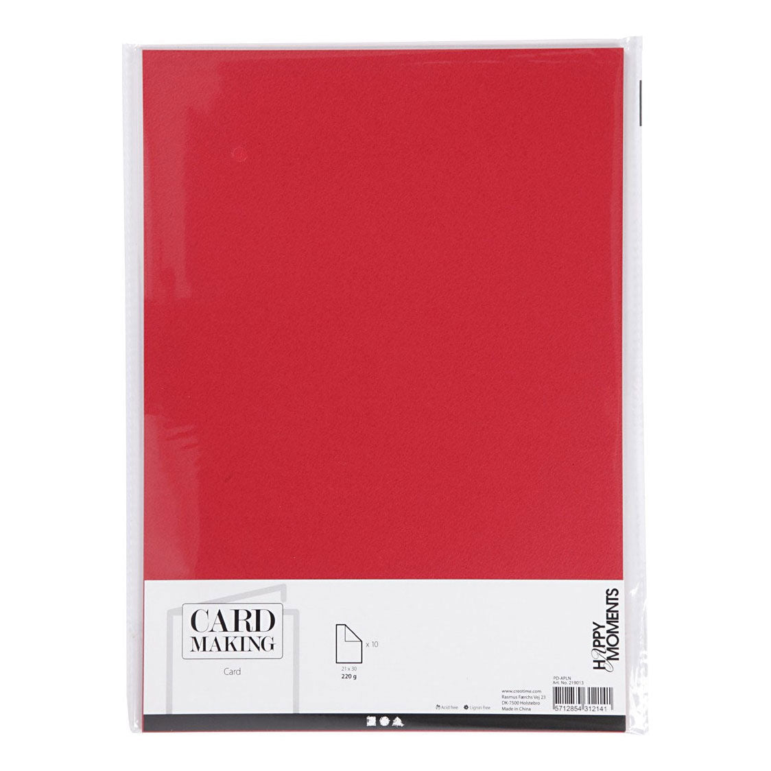 Creativ Cardboard Red A4 220G, 10st.