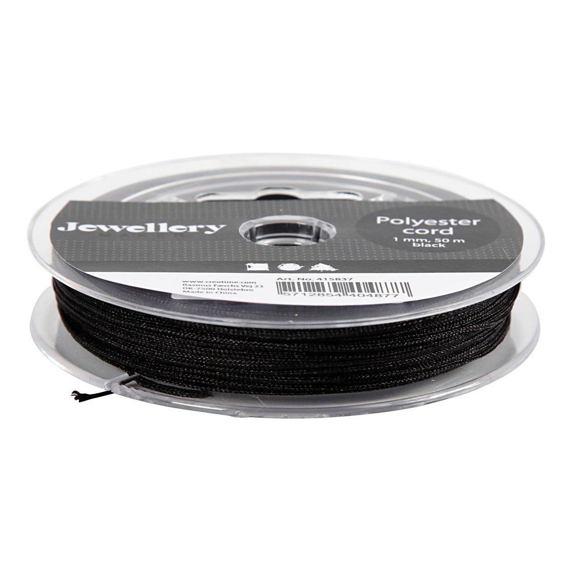 Creativ empresa poliéster cable negro, 50m