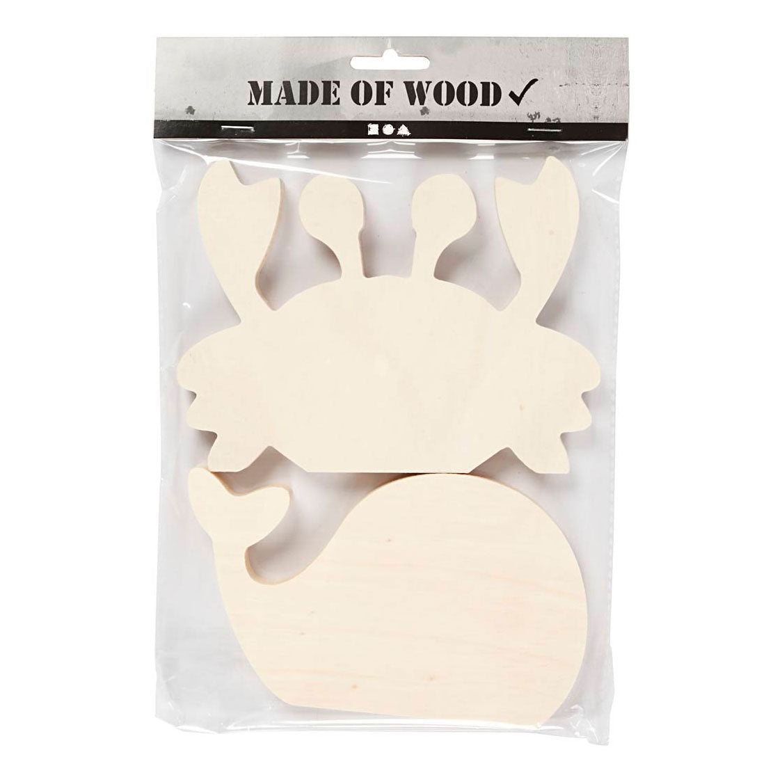 Creativ Company Wooden Marine Animals Krab and Whale, 2st.