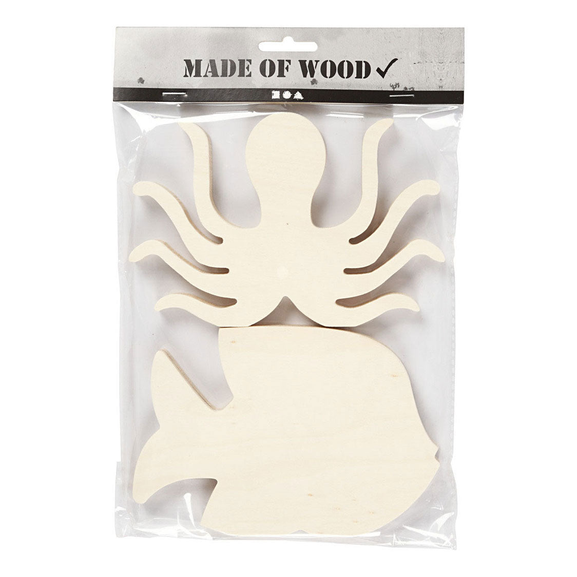 Creativ Company wooden marine animals squid and fish, 2st.