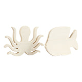 Creativ Company Holzstiere Tintenfische und Fisch, 2st.