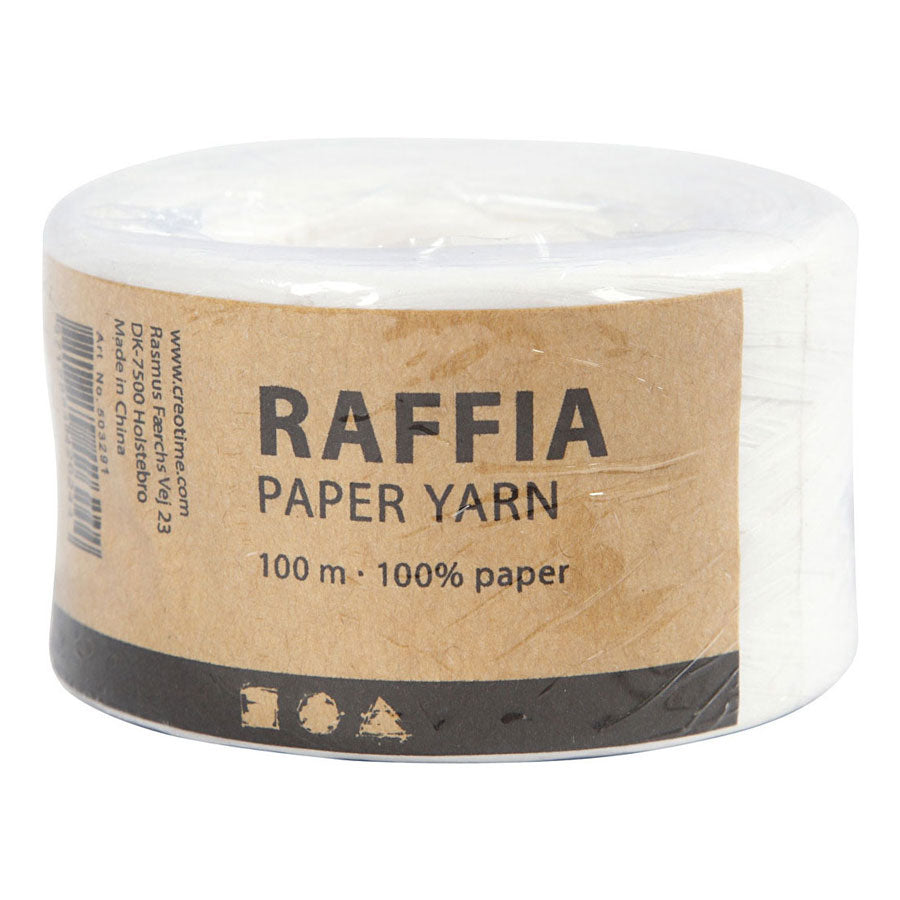Creativ Company Paper Raffia Yarn White, 100 m
