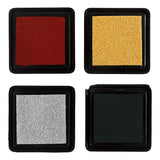 Stempeltinte der Firma Creativ, Gold, Lindgrün, Weihnachtsrot, Silber, H: 2 cm, Größe 3,5x3,5 cm, 4 Stück 1 Box