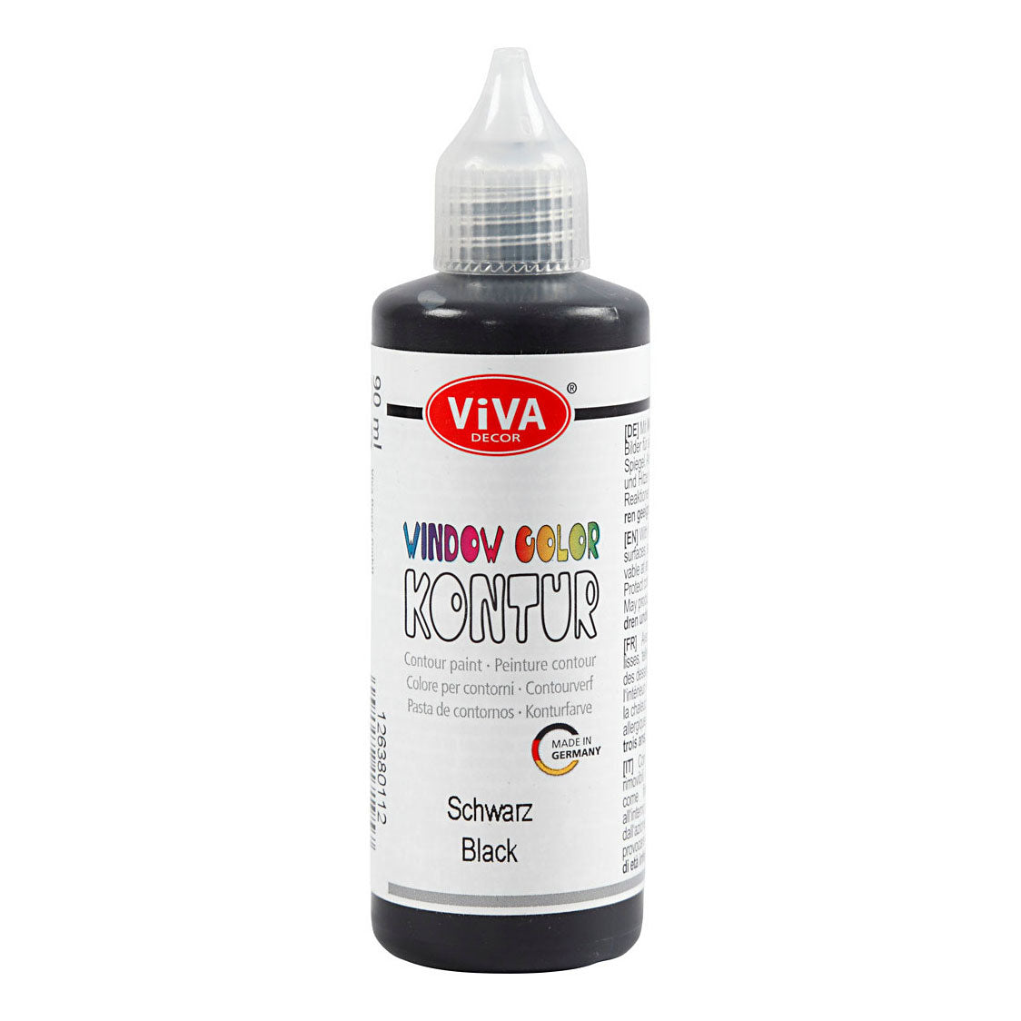 Creativ Company Coonal Color Contour Sticker a Glass Paint Black, 90 ml,