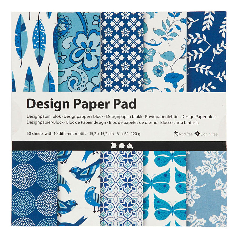 Creativ Company Design paper block Blue, 50 sheets