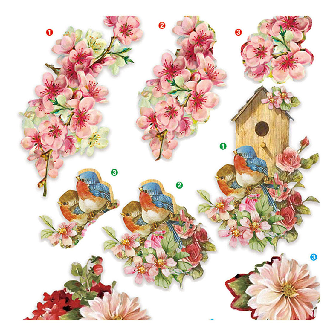 Creativ Company 3d Blumen- und Vögelblätter, 4 Blätter
