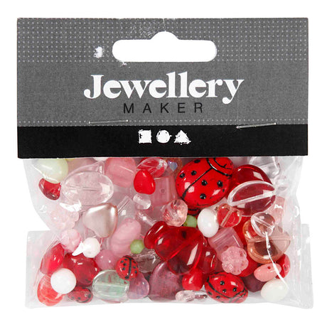 Creativ Company Glass Perlen vielfältiges Liebesbiest, Herz, Blätter, 60 Gramm