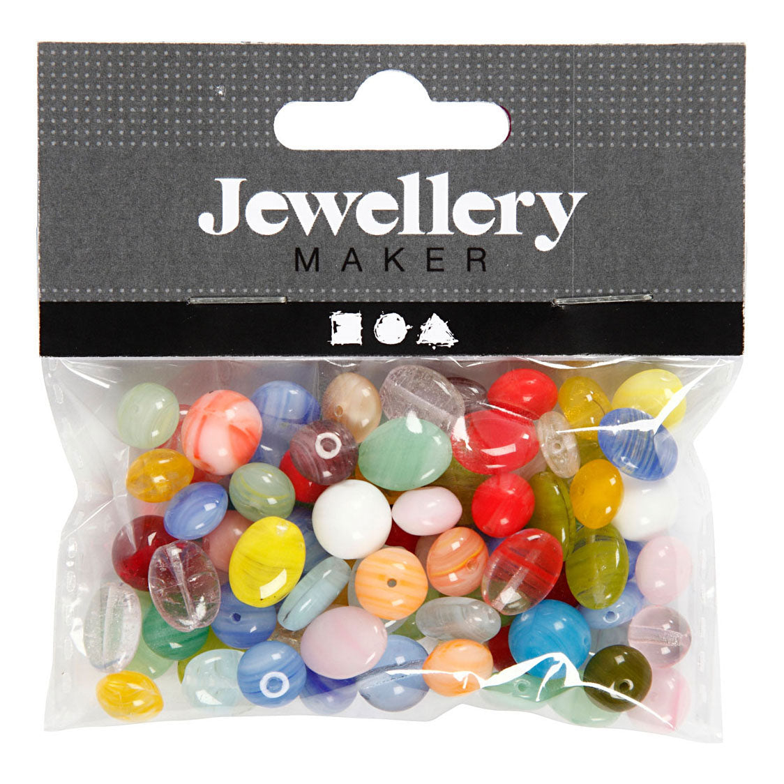 Creativ Company Glass Beads diverse Round, Oval, Circle, 60 grams