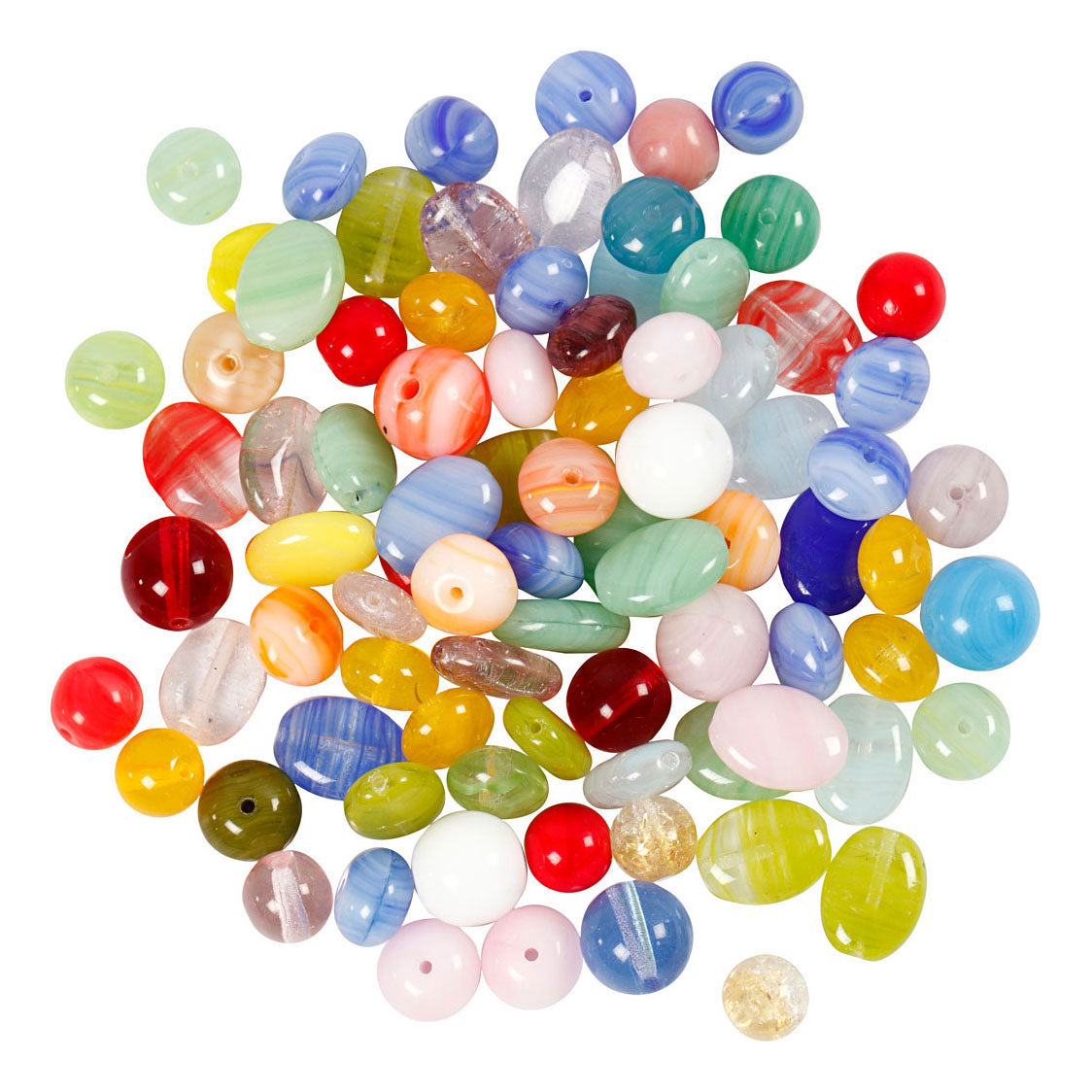 Creative Company Glass Beads Diverse Round, Oval, Circle, 60 gram