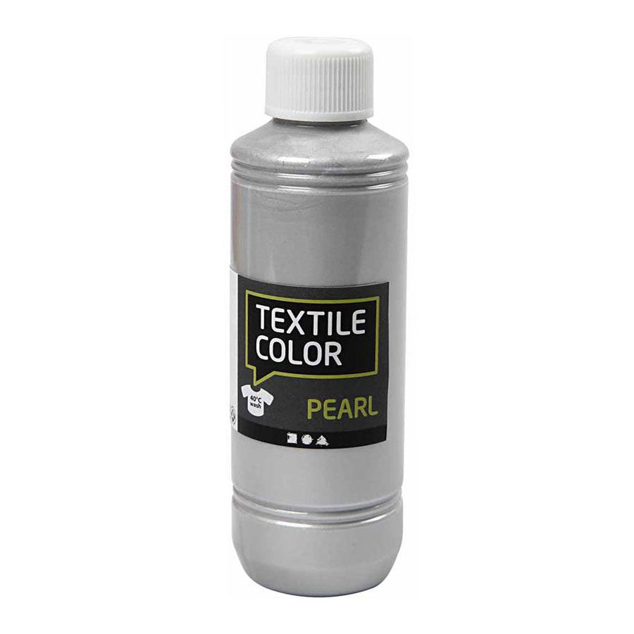 Creativ Company Textil Color que cubre la pintura textil Pearl Silver Pearl, 250ml