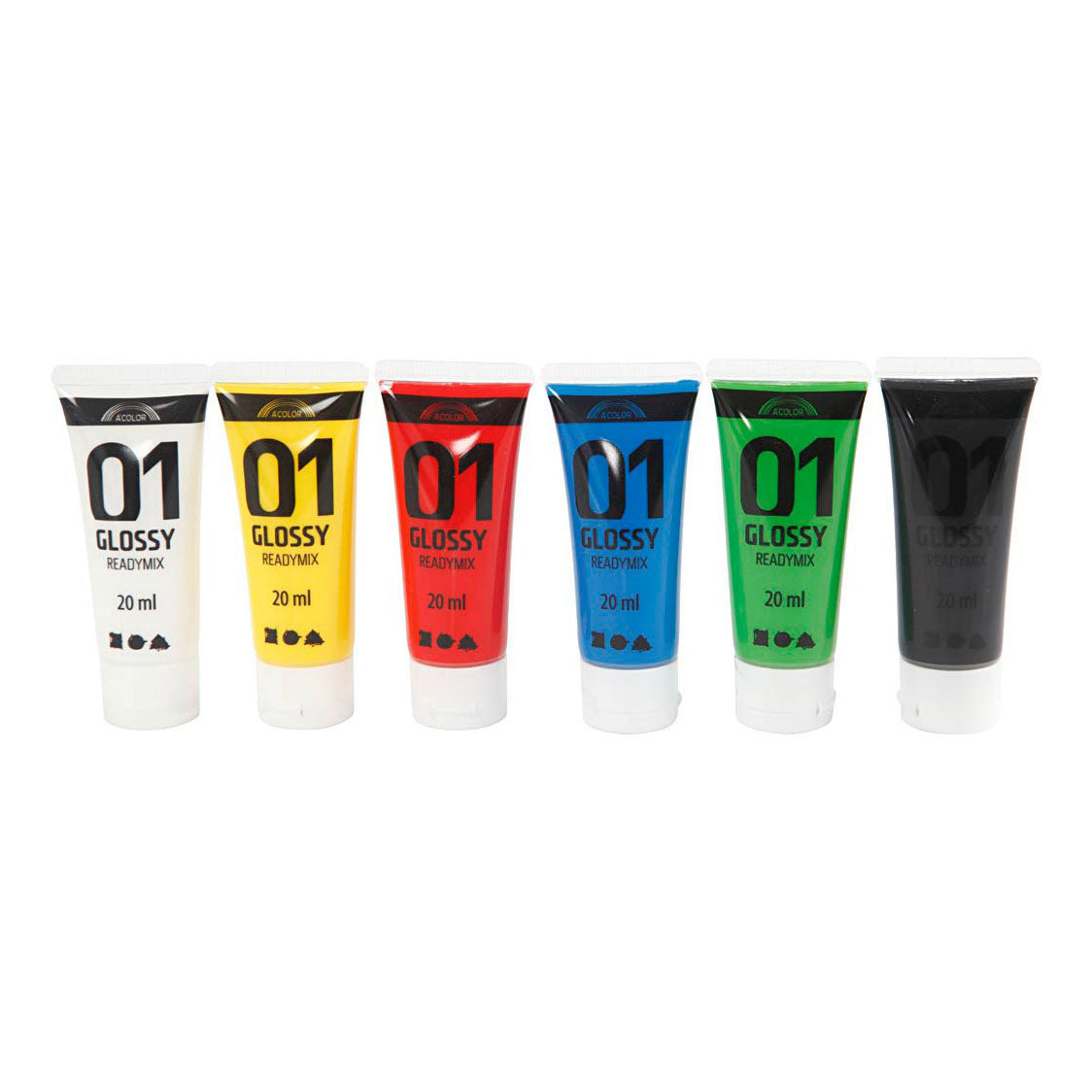 Creativ Company Acrylfarbe für Kidneren Glossy Standard Colors, 6x20ml